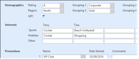 Client demographic criteria screen
