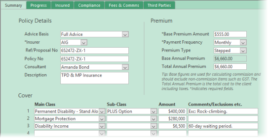 Complete insurance records