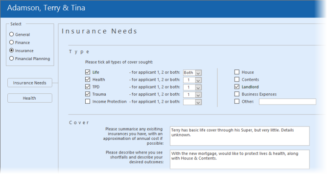 Insurance Fact Find