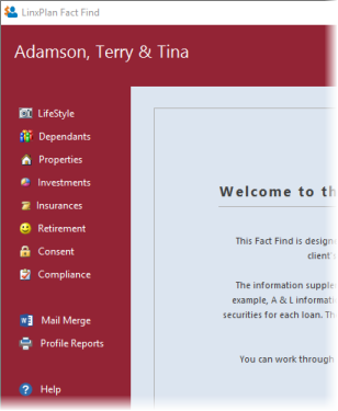 LinxPlan welcome screen