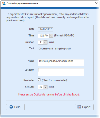 One-click sending or email and exporting tasks to Outlook