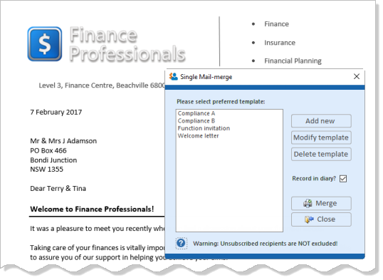 Merging client to MS Word